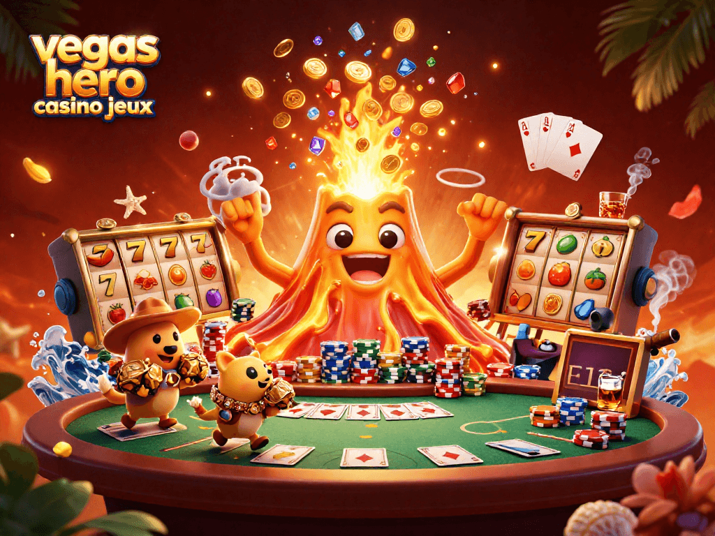 Jouer aux jeux de machines à sous et jackpots dans le casino Vegas Hero.