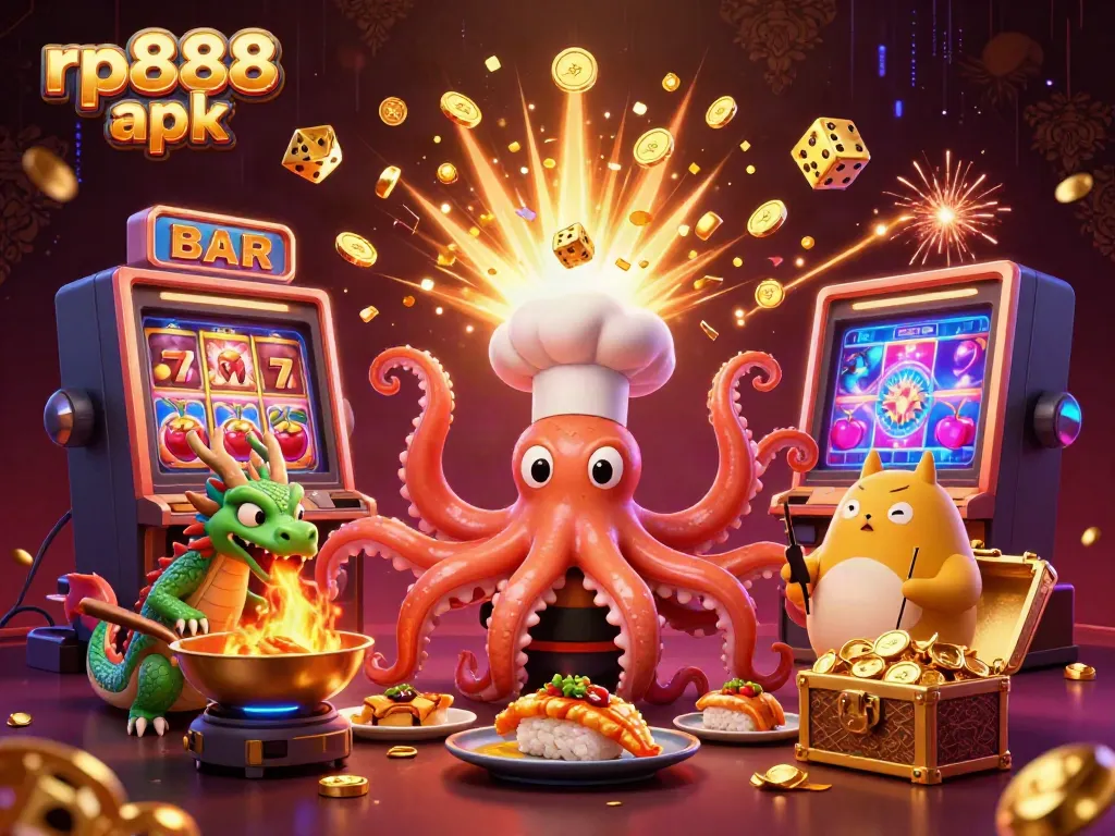 Experience the thrill of rp888 apk with a lively casino scene featuring unique characters and vibrant gaming elements.
